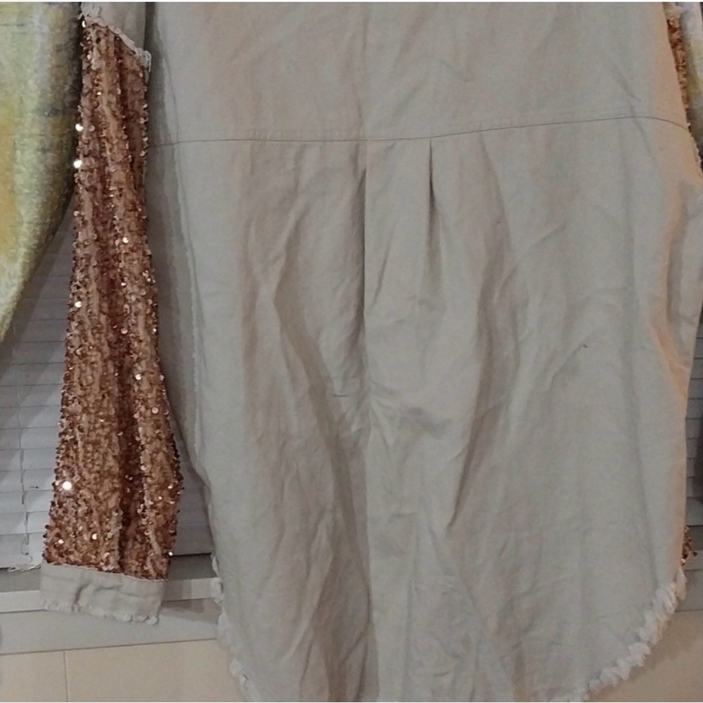 Fantastic Fawn Tan Sequin Button Down Shirt - Picture 7 of 7